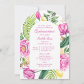 Invitation Aquarelle Floral Bilingue Espagnol Quinceañera (Devant)