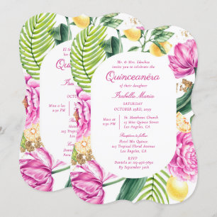 Invitation Aquarelle Floral Bilingue Espagnol Quinceañera