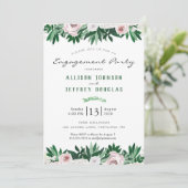 Invitation Aquarelle Floral Blanc Green Engagement Party (Debout devant)