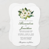 Invitation Aquarelle Floral Blanc Vert Mariage Inviter BR (Devant / Derrière)