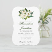 Invitation Aquarelle Floral Blanc Vert Mariage Inviter BR (Debout devant)