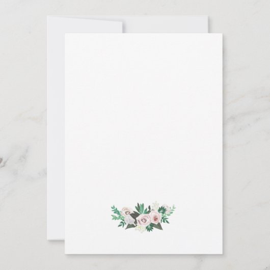Invitation Aquarelle Floral Blanc Vert rose Mariage (Dos)