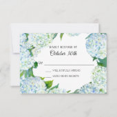 Invitation Aquarelle Floral Bleu Blanc Hydrangea Bois Rustiqu (Devant)