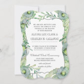 Invitation Aquarelle Floral Bleu et Mariage vert (Devant)