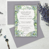 Invitation Aquarelle Floral Bleu et Mariage vert