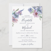 Invitation Aquarelle Floral Bleu pourpre Bleu Moderne (Devant)