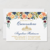 Invitation Aquarelle Floral Blue or Quinceanera Party (Devant)