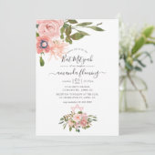Invitation Aquarelle floral Blush et Rose Bat mitzvah or (Debout devant)