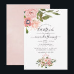 Invitation Aquarelle floral Blush et Rose Bat mitzvah or<br><div class="desc">Invitation à bat mitzvah floral rose et or rose tendance avec élégante typographie à écriture manuscrite personnalisable selon vos spécificités d'événement.</div>