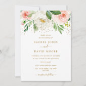 Invitation Aquarelle Floral Blush Gold Mariage (Devant)