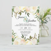 Invitation Aquarelle Floral Blush Mariage d'ivoire rose (Debout devant)