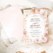 Invitation Aquarelle Floral Blush Mariage or rose