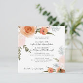 Invitation Aquarelle Floral Blush Peach Grey Foliing Mariage (Debout devant)