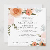 Invitation Aquarelle Floral Blush Peach Grey Foliing Mariage (Devant)