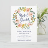 Invitation Aquarelle Floral Bohème Fête des mariées de couron (Debout devant)