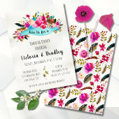 Invitation Aquarelle Floral Boho Dîner de répétition chic