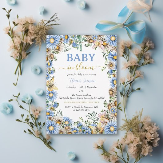 Invitation Aquarelle Floral Boho Rustic Boho Baby shower
