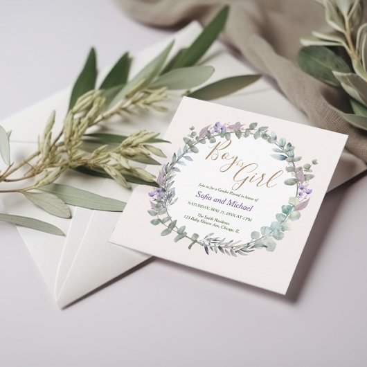 Invitation Aquarelle Floral Boho Rustique Genre Révélation