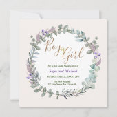 Invitation Aquarelle Floral Boho Rustique Genre Révélation (Devant)