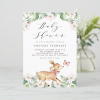 Aquarelle Floral Bois Baby shower de cerfs