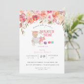 Invitation Aquarelle Floral Bonjour Fille Bébé 2 (Debout devant)