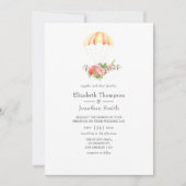 Invitation Aquarelle Floral Bouquet Parachute Mariage (Devant)