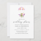 Invitation Aquarelle Floral Bouquet Parachute Wedding shower (Devant)
