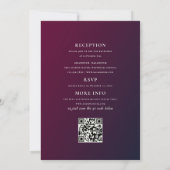 Invitation Aquarelle Floral Bourgogne Laver QR Code Mariage (Dos)