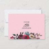 Invitation Aquarelle Floral Bourgogne Rose Fête des mariées o (Dos)