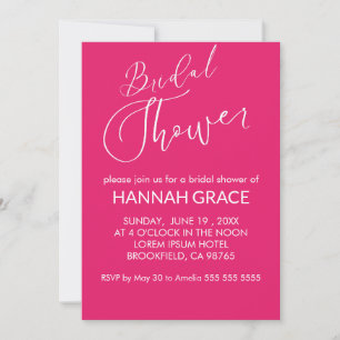 Invitation Aquarelle Floral Bright Hot rose Fête des mariées