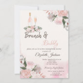 Invitation Aquarelle Floral Brunch & Fête des mariées Bubbly (Devant)