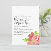 Invitation Aquarelle Floral Bund'Mariage rose pâle (Debout devant)
