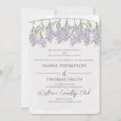 Invitation Aquarelle Floral Calligraphie Script Wisteria (Devant)