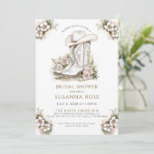 Invitation Aquarelle Floral Casquette Boots Fête des mariées (Debout devant)