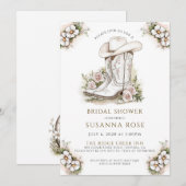 Invitation Aquarelle Floral Casquette Boots Fête des mariées (Devant / Derrière)