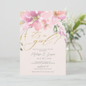 Invitation Aquarelle Floral C'est un Baby shower de fille (Debout devant)