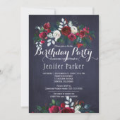 Invitation Aquarelle Floral Chic Winter Navy fête d'anniversa (Devant)