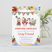 Invitation Aquarelle Floral Circus Animaux Baby shower (Debout devant)