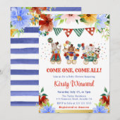 Invitation Aquarelle Floral Circus Animaux Baby shower (Devant / Derrière)