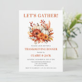 Invitation Aquarelle Floral Citrouille Thanksgiving Dîner (Debout devant)