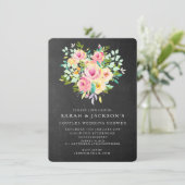 Invitation Aquarelle Floral Coeur Couples Wedding shower (Debout devant)