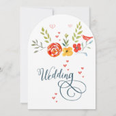 Invitation Aquarelle Floral Coral Jaune Vert Bleu Mariage (Dos)