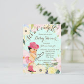 Invitation Aquarelle Floral Cowgirl Baby shower (Debout devant)