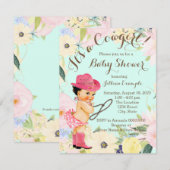 Invitation Aquarelle Floral Cowgirl Baby shower (Devant / Derrière)