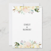 Invitation Aquarelle Floral Crème rose Mariage ivoire (Dos)