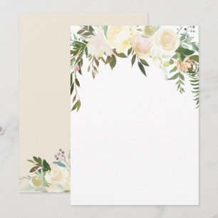 Invitation Aquarelle Floral Crème rose Verre Douche BLANC