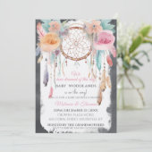 Invitation Aquarelle Floral Dreamcatcher Baby shower Boho (Debout devant)
