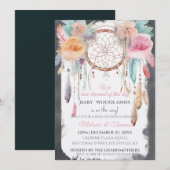 Invitation Aquarelle Floral Dreamcatcher Baby shower Boho (Devant / Derrière)