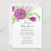 Invitation Aquarelle Floral Drive Par la mariée ou le Baby sh (Devant)