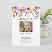 Invitation Aquarelle Floral Drop Life Célébration photo (Debout devant)